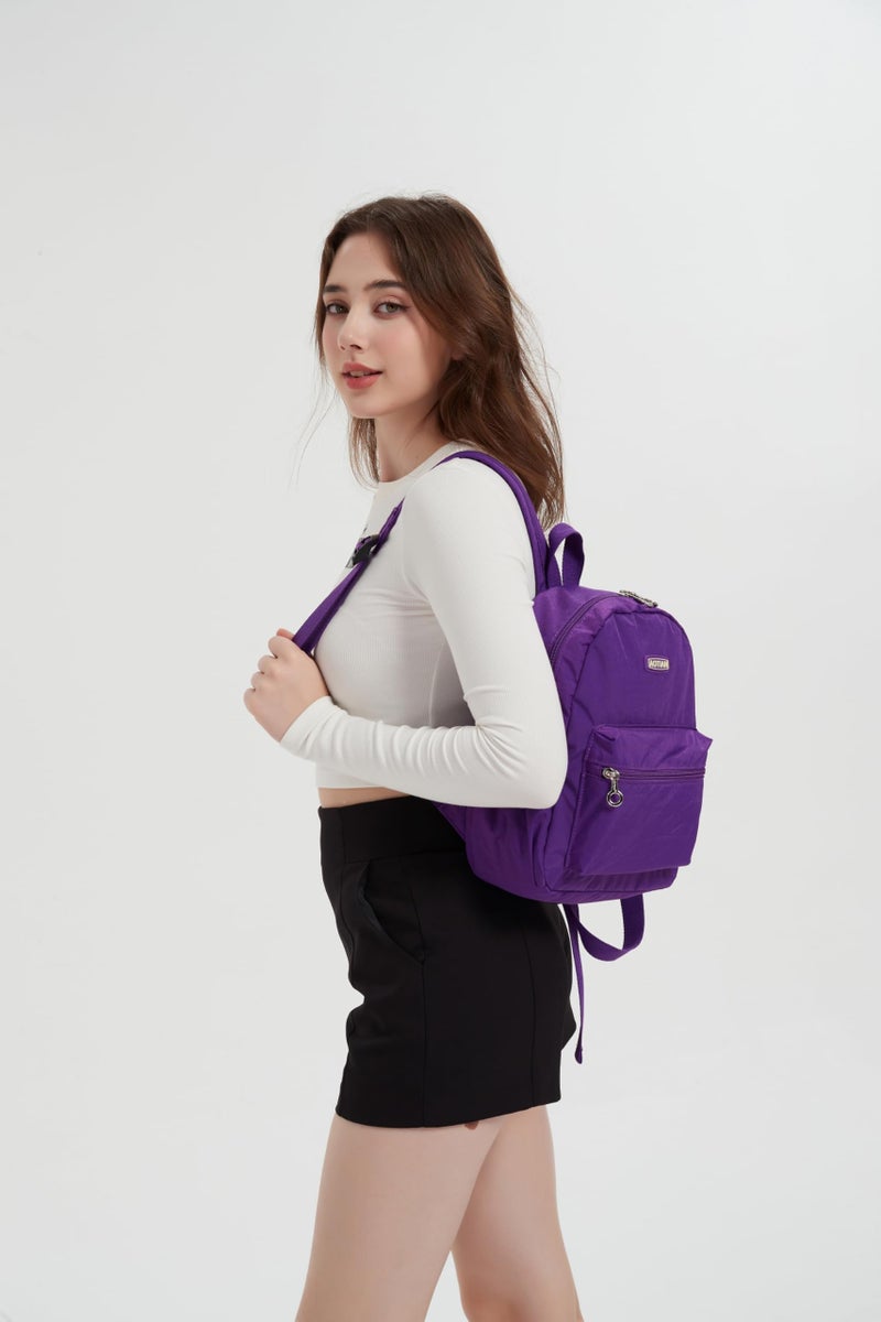 AOTIAN Mini Lightweight 11.8 Inch Backpack Durable Travel Hiking Women and Girls Small Daypack, 7 Liters Dark Violet Purple - Image 2