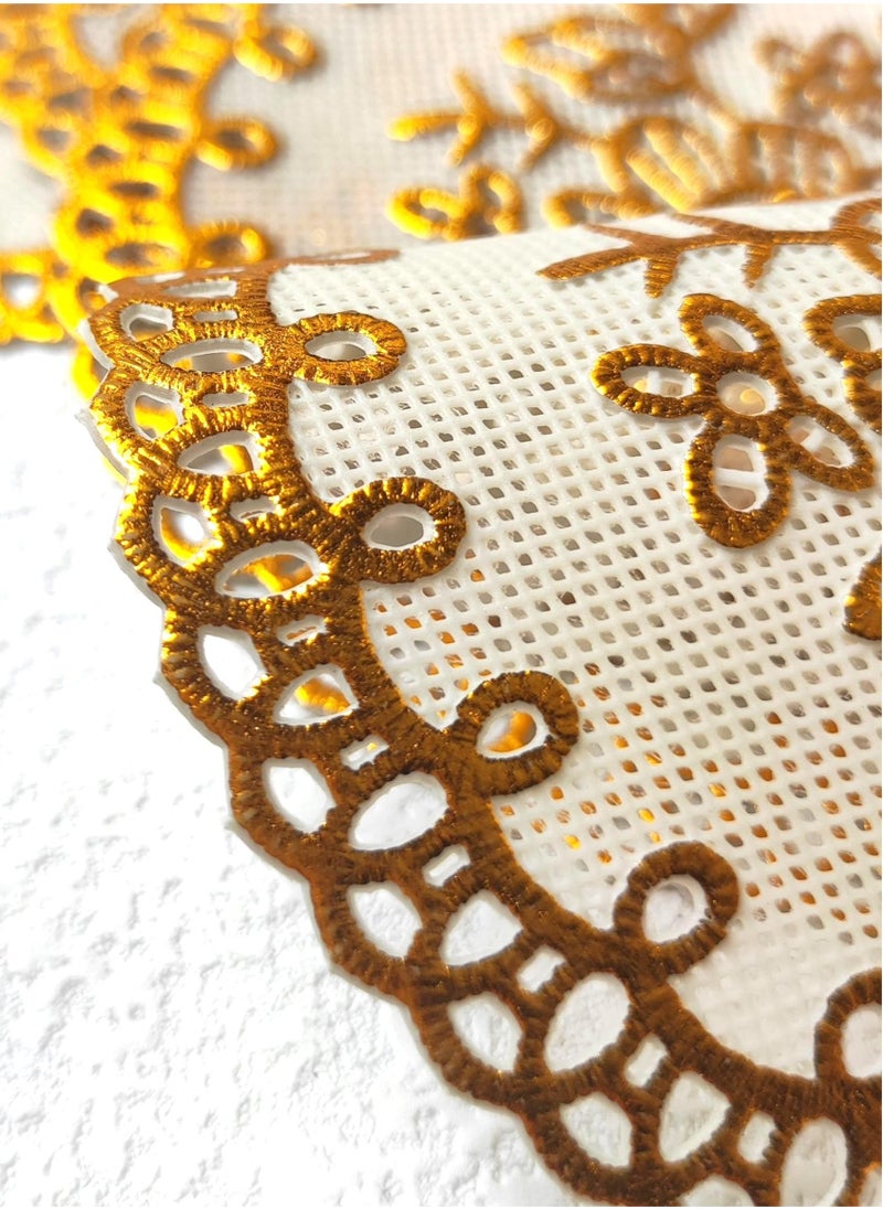 BenQuand Lace PVC Golden Plastic Coaster, Bowl Coaster Cloth Gold Placemats Coffee Cup Mat Coaster  Suitable for Wedding Parties  4 inch  - Image 2