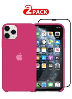 CATANES 2 Packs For iPhone 11 Pro Max Case and Screen Protector Slim Silicone Case Soft Anti-Scratch Full Body Shockproof Protective Case Cover Hot Pink  - Image 1