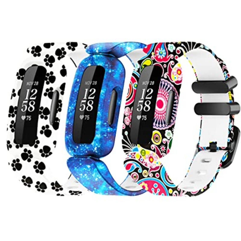 Ace 3 Floral Bands Replacement for Fitbit Ace 3 Watch Band, Skin-Friendly Colorful Pattern Ace 3 Watchband Straps Wristband Bracelet Band Ace 3 Waterproof Accessories [3 Pack - Image 1