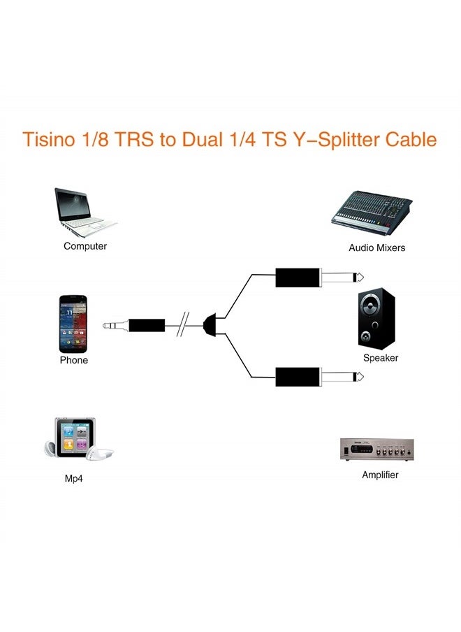 Disino - 1/8 Inch TRS Stereo to Dual 1/4 inch TS Mono Y-Splitter Cable 3.5mm Aux Mini Jack Stereo Breakout Cable Path Cords - 3 feet - Image 1
