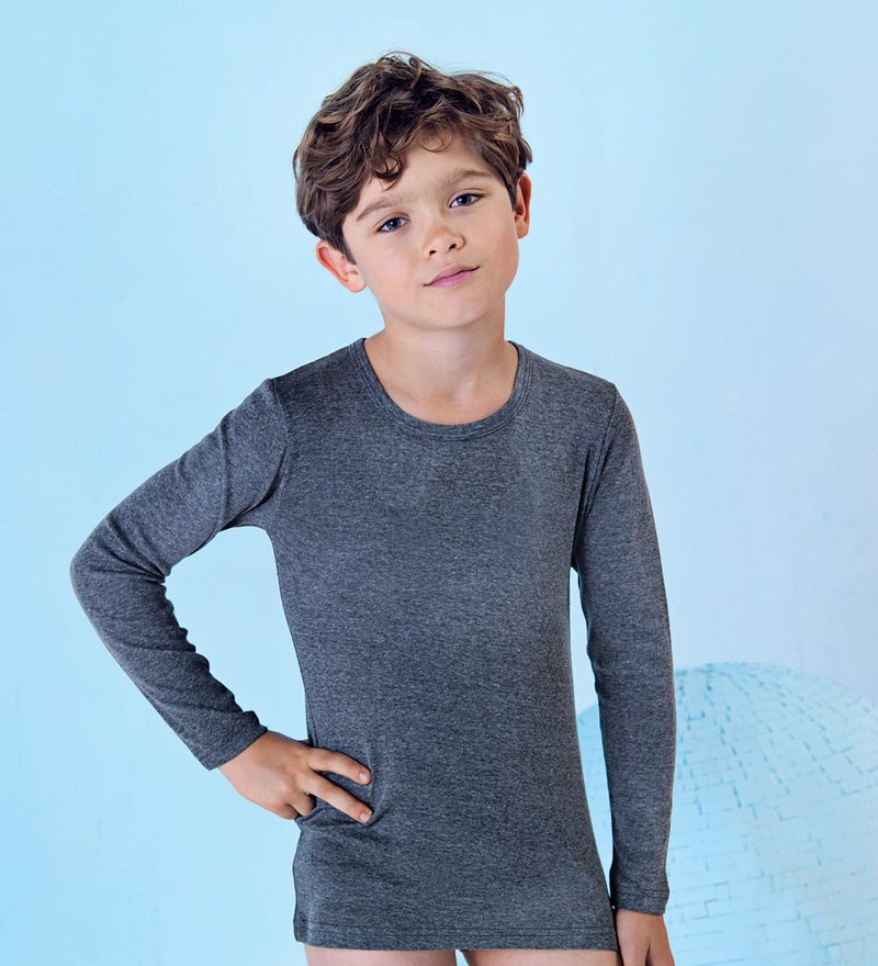 Brix Boys' Long Sleeve Tees - Tagless Crewneck Cotton Soft 4-pk Shirts. 2-20 (3-4T, Black, White, Grey, Marron) - Image 3