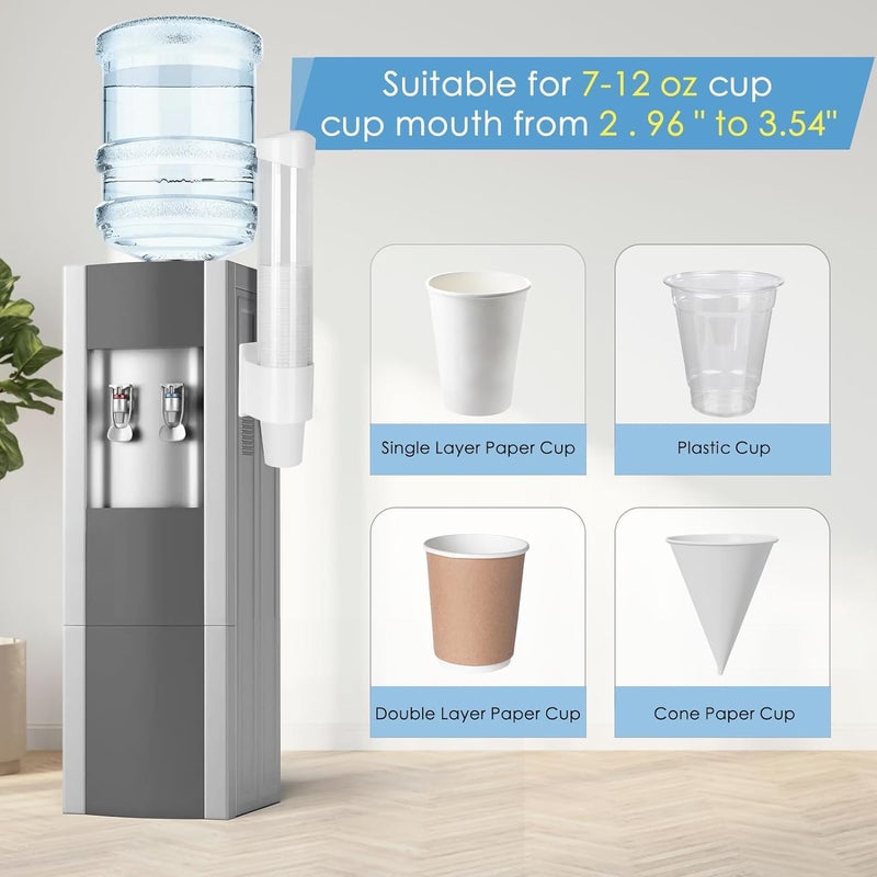 Water Cup Dispenser - 60-80 Wall-Mounted Space Saving Paper Cups Dispensers Transparent Dustproof Cup Organizer Rack for Office Home School (White) - Image 4