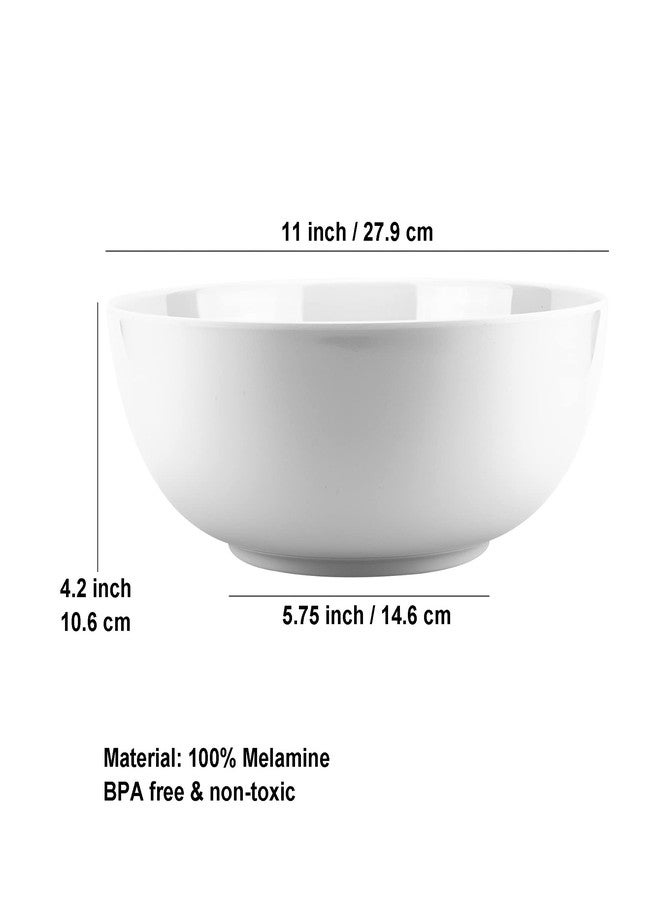 KX-WARE 11-inch Melamine Serving Bowls - Larger Salad Bowls Mixing Bowls, Set of 2 White - Image 2