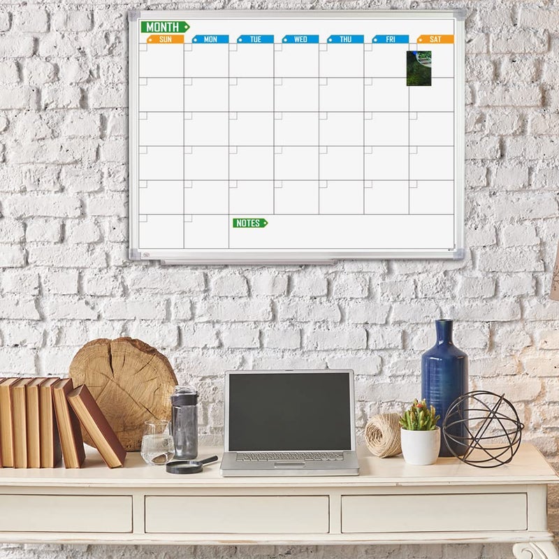 Lockways Dry Erase Calendar Whiteboard, White Board Monthly 24" x 18", Wall-Mounted Aluminum Framed Calendar Board - Image 2