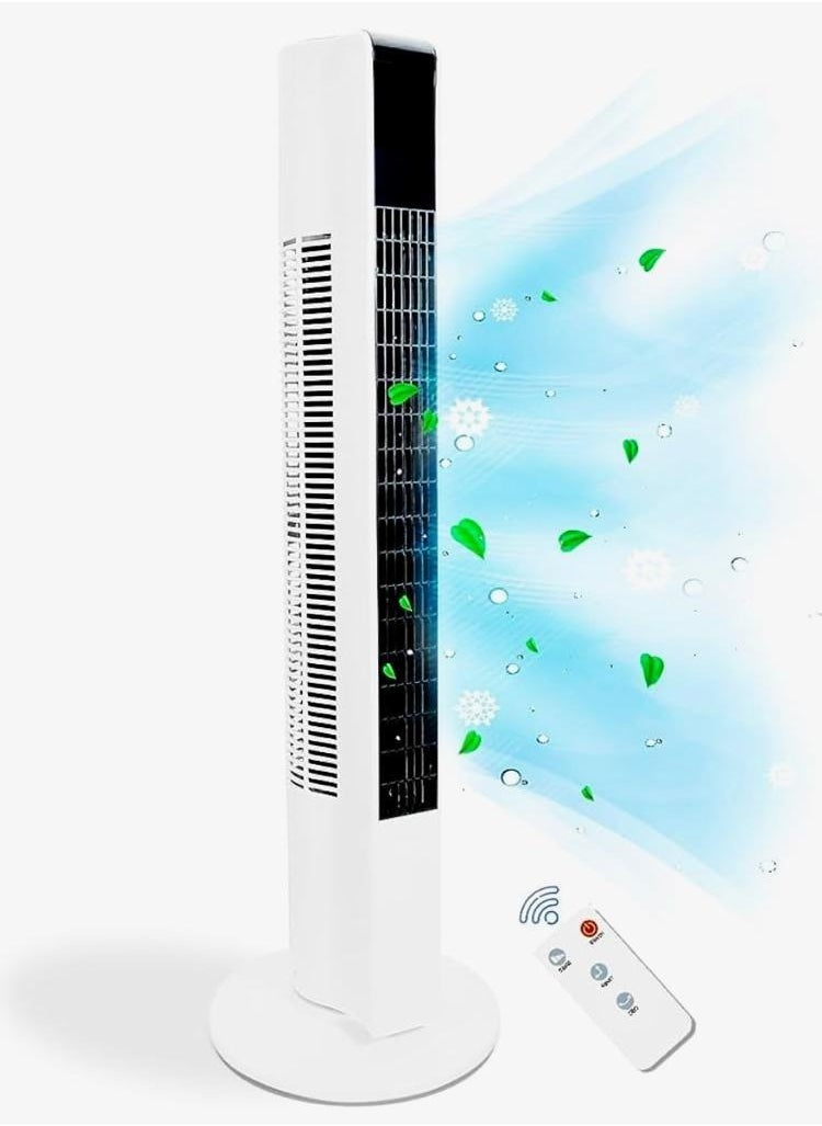 Mobify Tower Fan with Remote Control, 45W , 33inch Standing Fan with Multifunction LED Display, 45° Rotating Bladeless Fan with Timer Function, 3 Speeds Electric Fan for Home, Living Room & Office  - Image 1