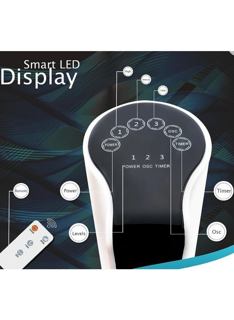 Mobify Tower Fan with Remote Control, 45W , 33inch Standing Fan with Multifunction LED Display, 45° Rotating Bladeless Fan with Timer Function, 3 Speeds Electric Fan for Home, Living Room & Office  - Image 2