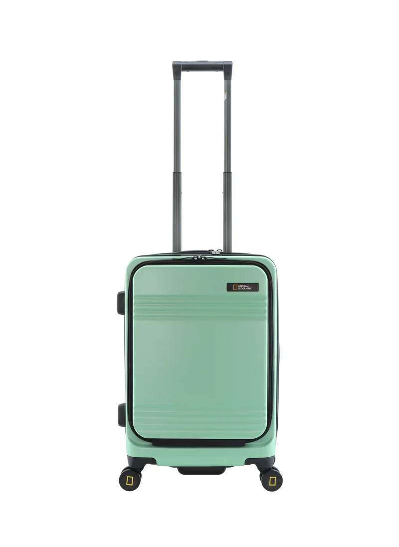 NATIONAL GEOGRAPHIC National Geographic Lodge 20" Carry-On Small Cabin Business Travel Suitcase/ Front Open Laptop Compartment, 100% PC Lightweight Hard Shell Luggage, 4 Double Wheel, TSA Lock Trolley Bag Jade.