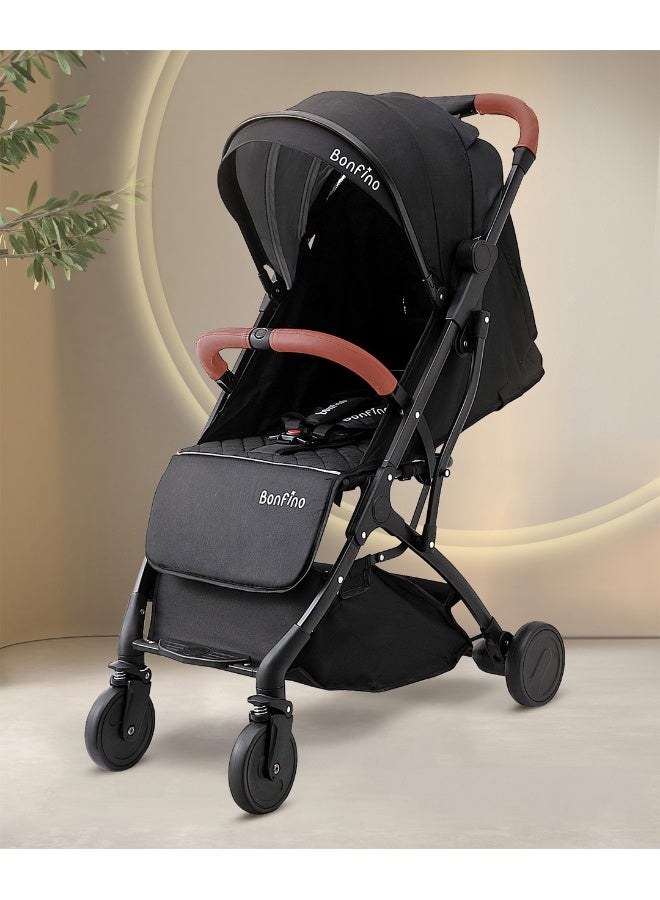 Bonfino Runway Cabin Stroller with 5 Point Safety Harness, Adjustable Canopy and 360 Degree Swivel Front Wheels, 0 to 3 Years, 66 x 48 x 98 cm - Copper and Black - Image 1