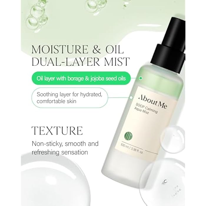 About Me SOOP Calming Aqua Mist – Korean 80.4% Jeju Cypress Water 2-Layer Face Spray for All Skin Types – Daily pH Balancing Mist with Centella & Tea Tree – Korean Skin Care – 4.23oz, 125ml - Image 3