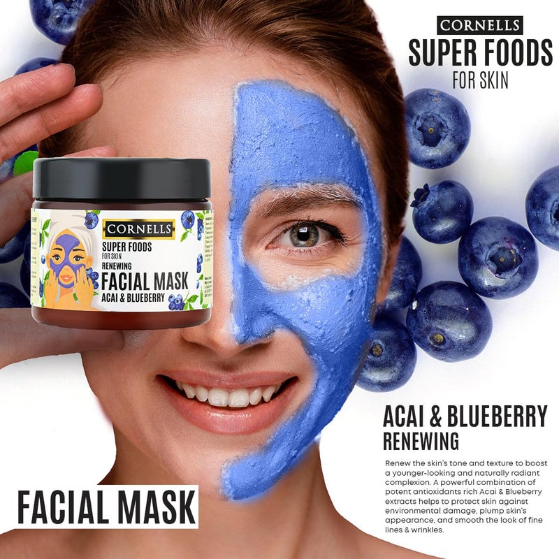 Cornells Wellness Super Foods For Face Care Acai & Blueberry Facial Mask 400g, Antioxidant Rich Face Mask, Skin Treatment, Brightening, Non Greasy, Hydrating Formula, All Skin Types - Image 2