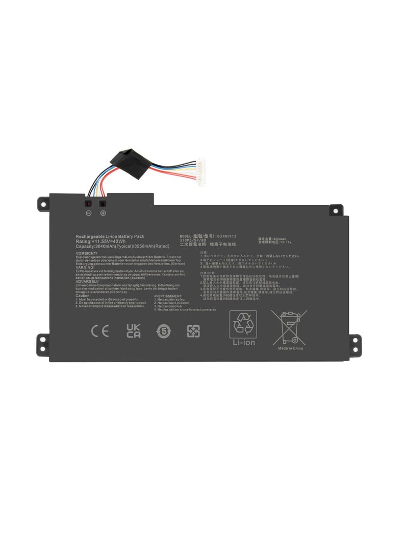 Terabyte بطارية بديلة B31N1912 C31N1912 لجهاز VivoBook Go 14 E410M E410MA GO 15 E510 E510M E510MA E410KA E510KA L410MA L510MA F414MA R522MA E410KA-EKA 0377WS EE410KA-EK037TS E410MA-BV1312WS E510MA-EJ614 11.55V - Image 1