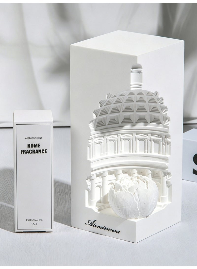 Aromancy Roman Dome Aromatherapy Diffuser Gift Set with 10ML Essential Oil Nordic Architectural Plaster Aroma Ornament Set Decorative Home Fragrance Diffuser for Living Room Office Ramadan Gift - Image 3