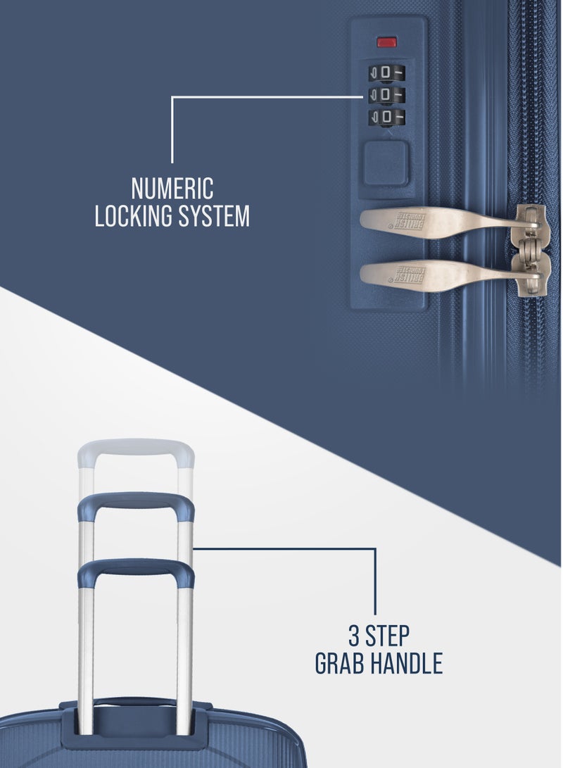 السياحية البريطانية مجموعة من 3 قطع من حقائب الأمتعة ذات الجانب الصلب من مادة البولي بروبيلين مقاس 20/24/28 بوصة باللون الأزرق الداكن - Image 3