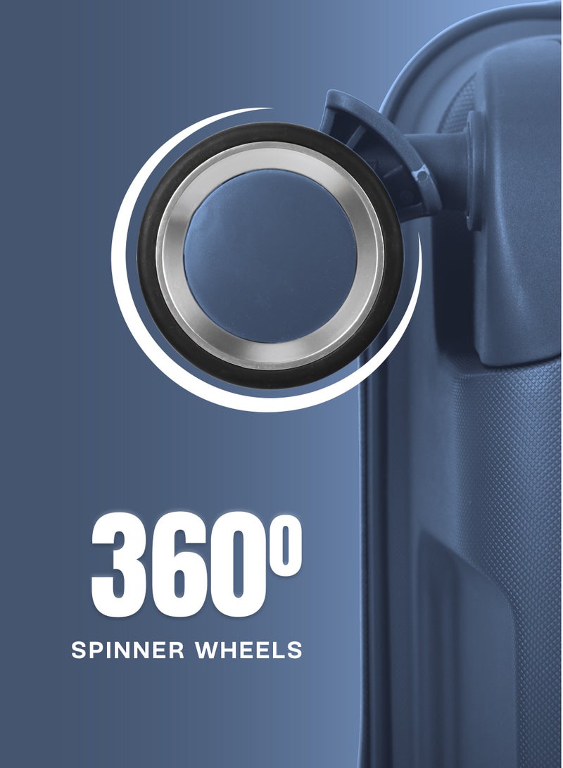 السياحية البريطانية مجموعة من 3 قطع من حقائب الأمتعة ذات الجانب الصلب من مادة البولي بروبيلين مقاس 20/24/28 بوصة باللون الأزرق الداكن - Image 4