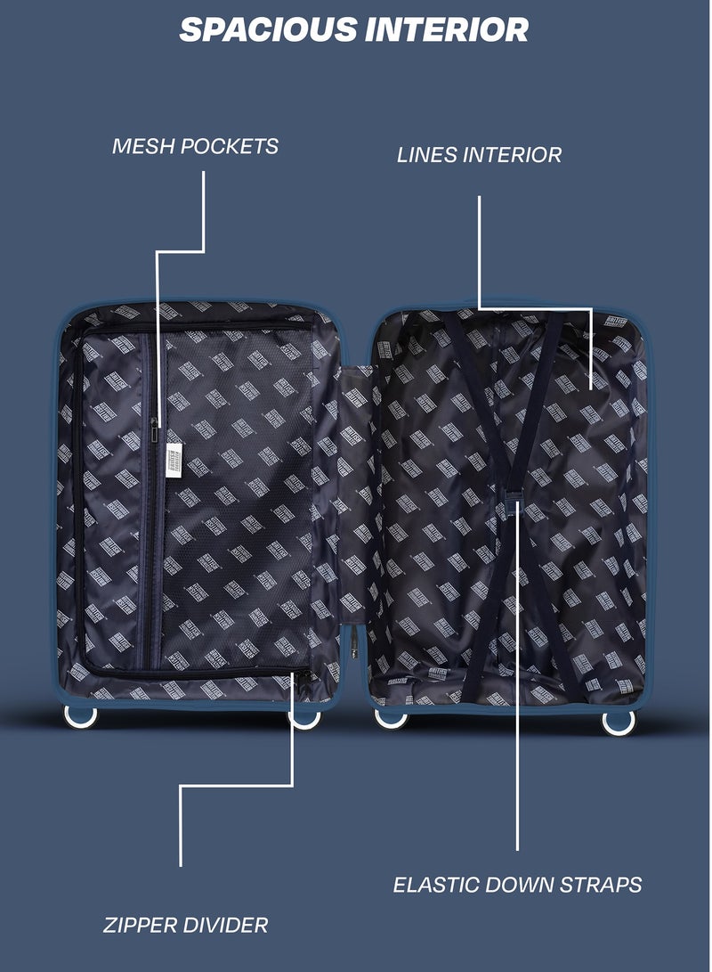 السياحية البريطانية مجموعة من 3 قطع من حقائب الأمتعة ذات الجانب الصلب من مادة البولي بروبيلين مقاس 20/24/28 بوصة باللون الأزرق الداكن - Image 5