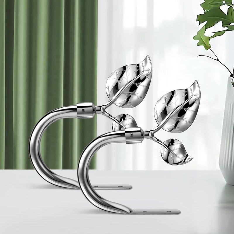 HIKMLK Leaf Shaped Curtain Holdbacks 2pcs, Handmade Sliver Metal Curtain Holders for Wall Decor, Antique Curtain Tieback for Drapes Window Decoration - Image 4