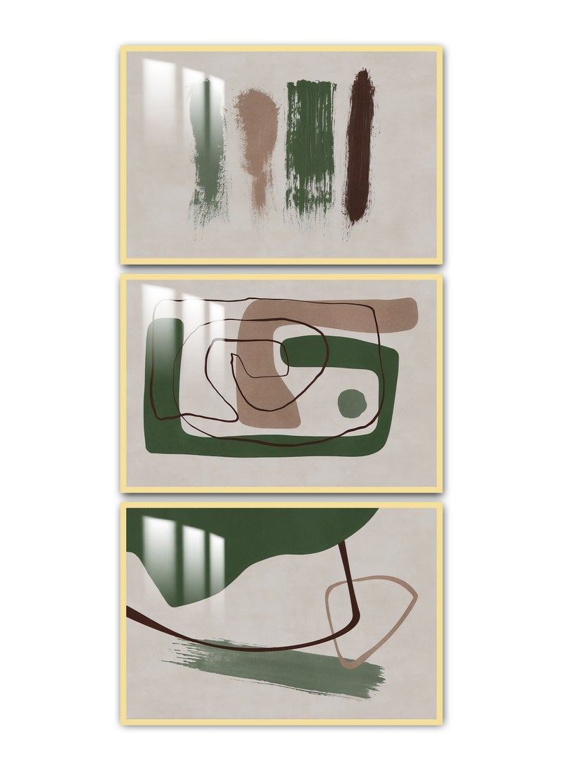 Marktna Three Wall Panels 150x70cm With an Abstract Design Golden Frame and a Transparent Acrylic Layer 0.5kg - Image 2