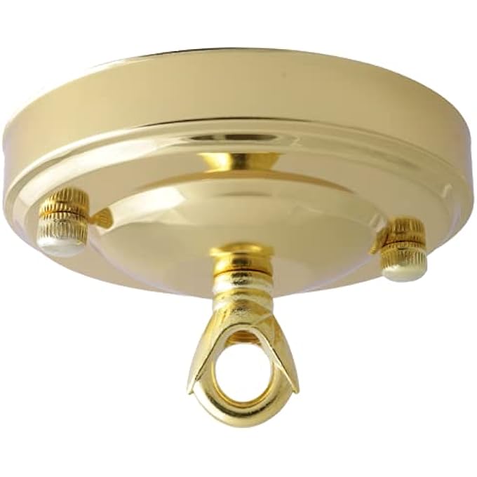VINTAGE PERIOD STYLED COMPLETE METAL CEILING ROSE WITH CHAIN LOOP (FULLY EARTHED) IN POLISHED BRASS FINISH - Image 1