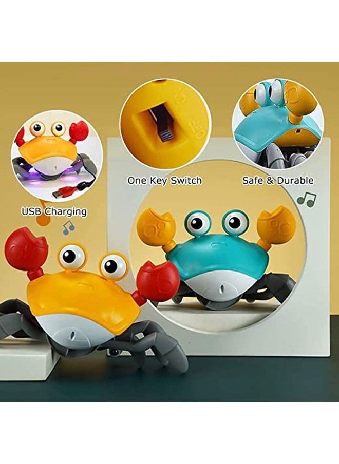 Arabest - Baby Crawling Crab Musical Toy, Interactive Walking Dancing Toy with Music Sounds & Lights, Automatically Avoid Obstacles, USB Charging Cable Included, Fun Moving Toy for Babies, Toddlers and Kids - Image 1