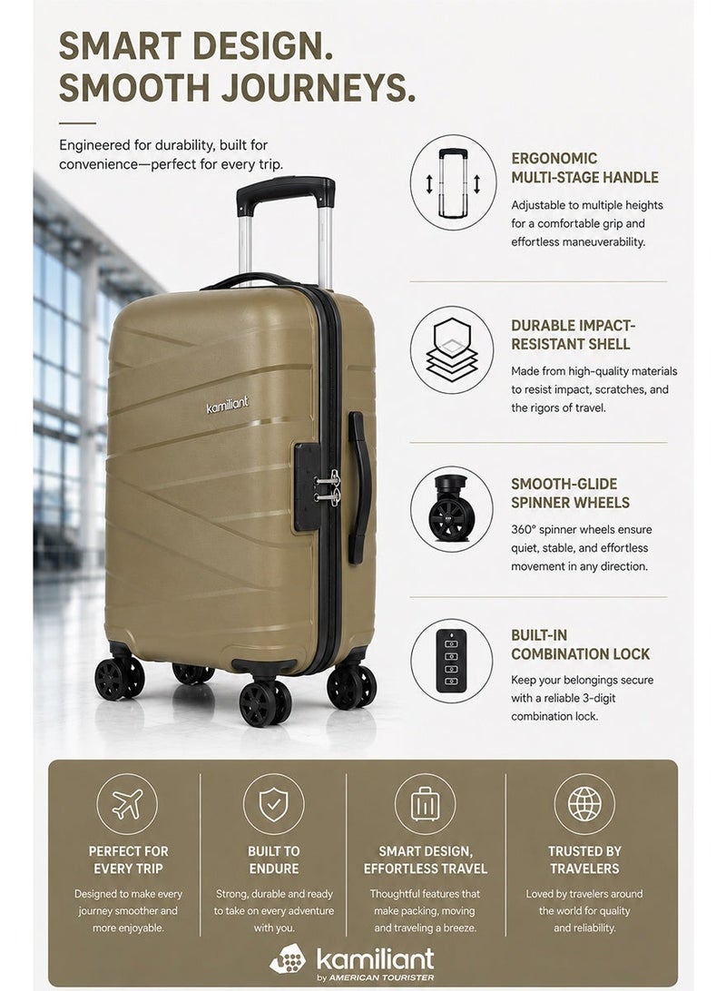 Kamiliant by American Tourister Ryker DW 3pc Set (55 + 68 + 79 cm), 4 Spinner Wheels, Hard Top, Polypropylene, Military Olive|Combination Lock|Internal Divider Pad|Lightweight & Durable|Cross Ribbons - 3 Years International Warranty - Image 2