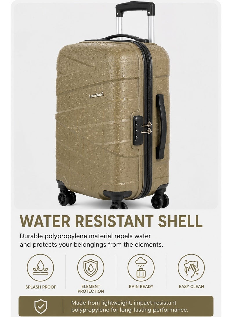 Kamiliant by American Tourister Ryker DW 3pc Set (55 + 68 + 79 cm), 4 Spinner Wheels, Hard Top, Polypropylene, Military Olive|Combination Lock|Internal Divider Pad|Lightweight & Durable|Cross Ribbons - 3 Years International Warranty - Image 5