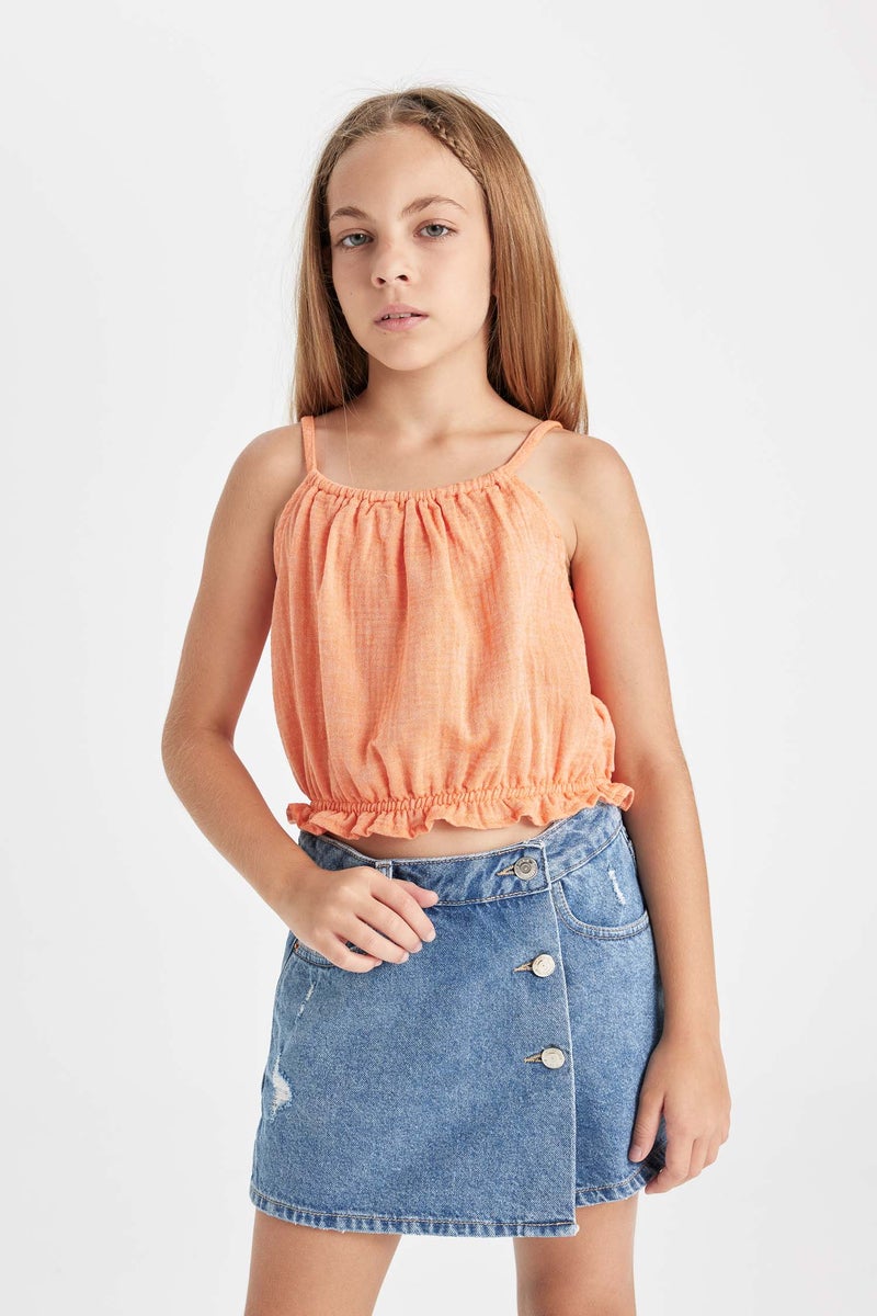DeFacto Orange Girl Girl Short Sleeve Blouse Casual - Image 1
