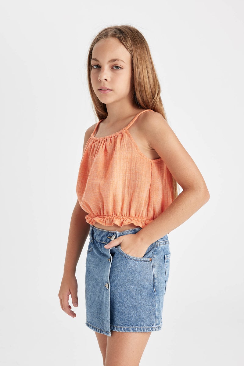 DeFacto Orange Girl Girl Short Sleeve Blouse Casual - Image 3