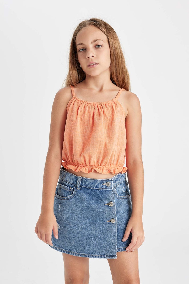 DeFacto Orange Girl Girl Short Sleeve Blouse Casual - Image 4