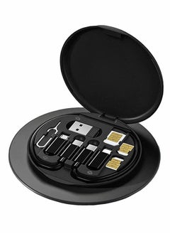 USB Cable Conversion Storage Box,Multi-type Charging Converter, Micro DataTransfer Tool Contains SIM Card Slot Tray Eject Pin,also used as a Phone Holder (Black)