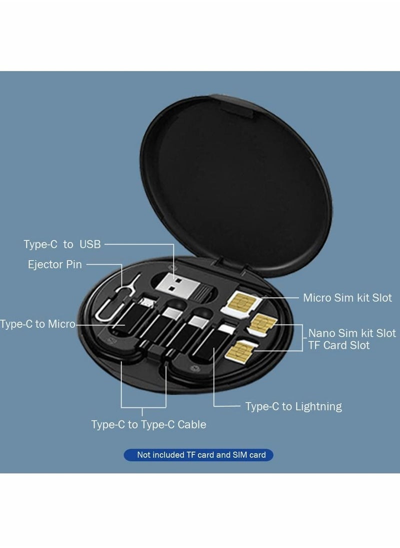 Y&D - USB Cable Conversion Storage Box,Multi-type Charging Converter, Micro DataTransfer Tool Contains SIM Card Slot Tray Eject Pin,also used as a Phone Holder (Black) - Image 1