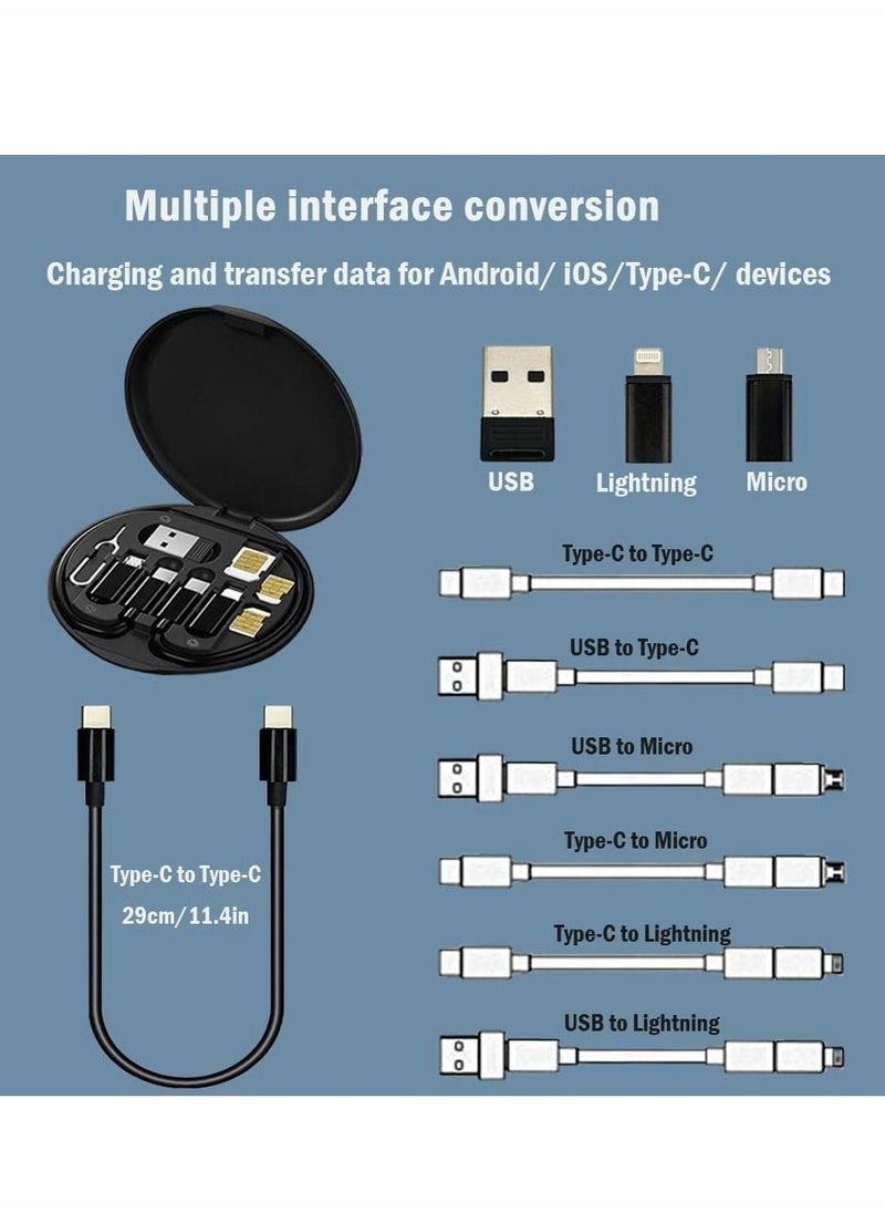 Y&D - USB Cable Conversion Storage Box,Multi-type Charging Converter, Micro DataTransfer Tool Contains SIM Card Slot Tray Eject Pin,also used as a Phone Holder (Black) - Image 1
