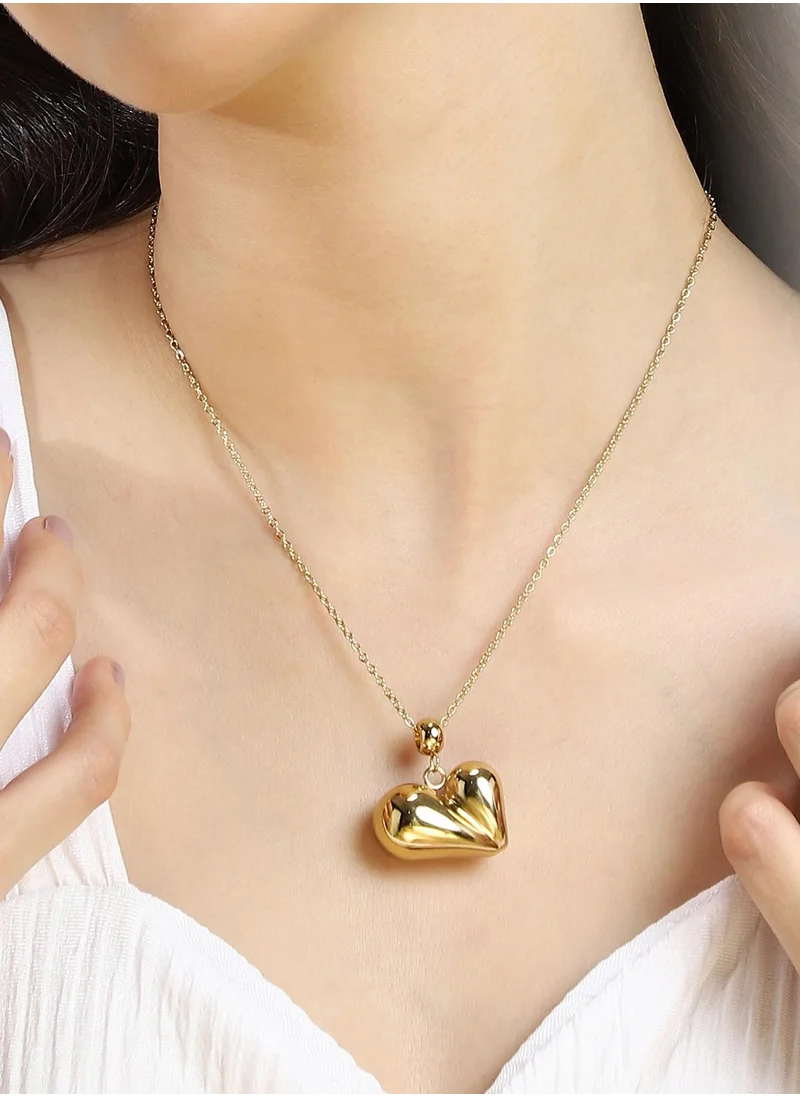 SOHI SOHI Women's The Chonky-Coeur Pendant Necklace For Casual Wear | California Gold Colour | Alloy Material | Lobster Clasp Closure | MetallicNecklace | Pendant Necklace For Women & Girls