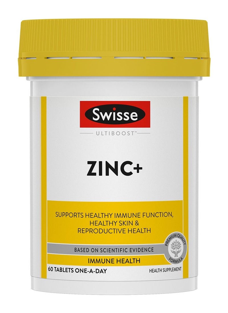 Swisse - Ultiboost Zinc+ Supports Healthy Immune Function, Healthy Skin And Productive Health - Immune Health - 60 Tablets One-A-Day - Image 1