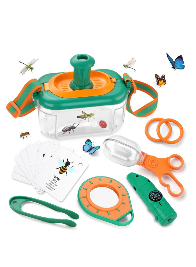 XiuWoo Bug Catcher Kit for Kids, Toddler Outdoor Toys, Child Outside Explorer with Collector, Whistle, Compass, Magnifying Glass, Catching Toy Boys Children Age 3 4 5 6 7 8 - Image 1