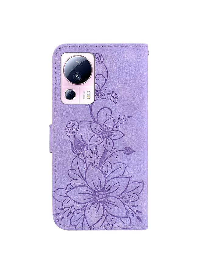 erorex Case For Xiaomi 13 Lite / Civi 2 Lily Embossed Leather Phone Case  - Image 3