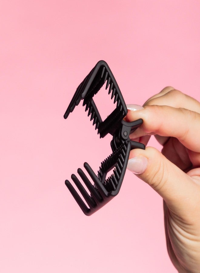 غيمي مشبك شعر جيمي بيوتي للشعر الخفيف ذو التثبيت الإضافي والأسنان المتعددة - تصميم بأسنان إضافية لتثبيت قوي - ملحقات مانعة للانزلاق للشعر الخفيف والناعم - مشابك مربعة متينة للاستخدام اليومي - أسود وبني فاتح - Image 3