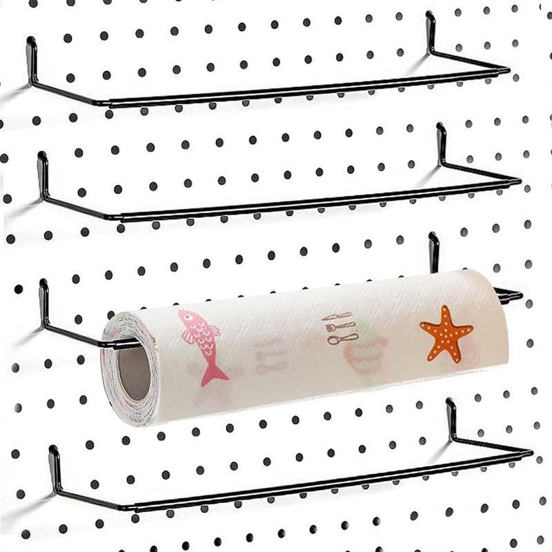 AccEncyc 4 Pack Pegboard Towel Holder Pegboard Hooks for Paper Towels, Kitchen Towels, Stickers, Tapes Great Peg Board Organizer Accessories for Workshop, Garage, Kitchen - Image 1