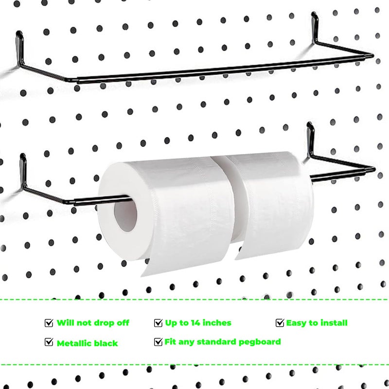 AccEncyc 4 Pack Pegboard Towel Holder Pegboard Hooks for Paper Towels, Kitchen Towels, Stickers, Tapes Great Peg Board Organizer Accessories for Workshop, Garage, Kitchen - Image 3