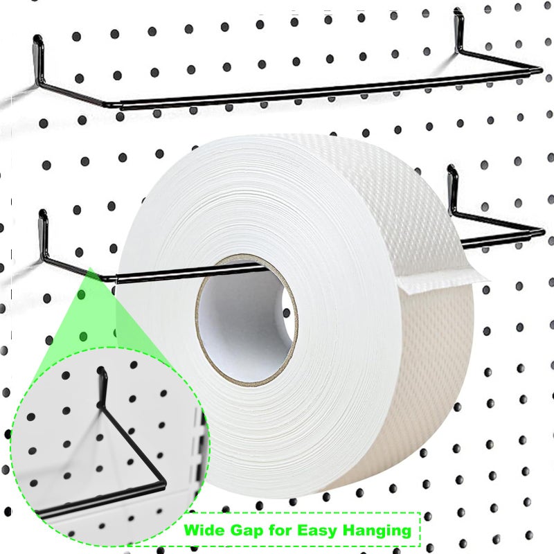 AccEncyc 4 Pack Pegboard Towel Holder Pegboard Hooks for Paper Towels, Kitchen Towels, Stickers, Tapes Great Peg Board Organizer Accessories for Workshop, Garage, Kitchen - Image 4
