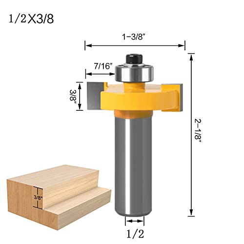 WSOOX 1/2 Inch Shank Rabbet Router Bit Set, 3 Pieces Rabbeting Router Bit with 6 Bearings Set (1/8", 1/4", 5/16", 3/8", 7/16", 1/2" Bearings) (1/2 Inch) - Image 3