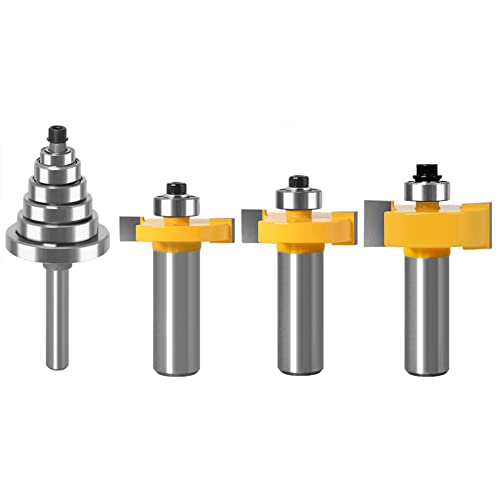WSOOX 1/2 Inch Shank Rabbet Router Bit Set, 3 Pieces Rabbeting Router Bit with 6 Bearings Set (1/8", 1/4", 5/16", 3/8", 7/16", 1/2" Bearings) (1/2 Inch) - Image 1