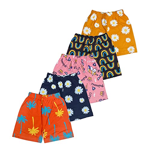 T2F Girls Cotton Printed Shorts(Pack of 5), Assorted, 13-14 Years - Image 1