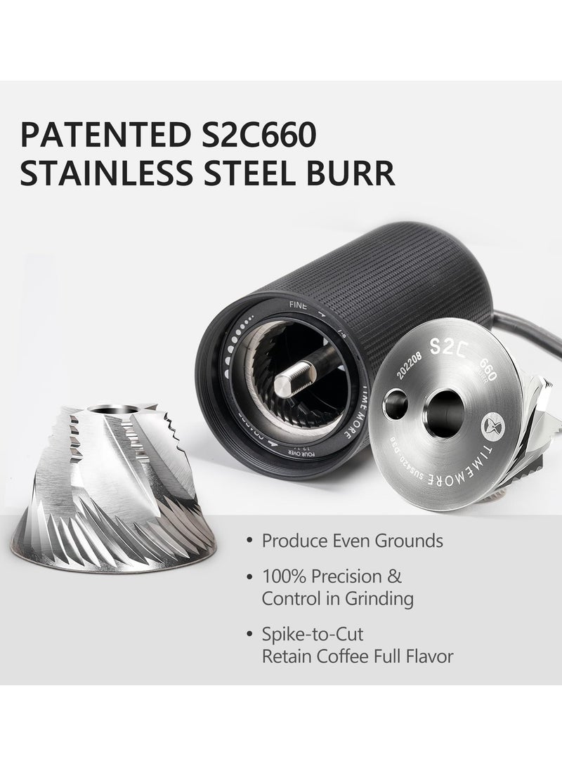 Chestnut C3S Manual Coffee Grinder, Stainless Steel S2C Conical Burr Coffee Grinder, Hand Coffee Grinder with Foldable Handle, Adjustable Grind Sett - Image 3