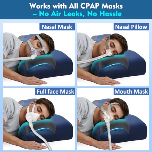 IKSTAR Adjustable CPAP Pillow for Side Back Sleepers Reduce Mask Air Leaks Pressure Cervical Memory Foam Neck Support with 2cm Removable Insert Cooling Washable Cover Fits Full Face Nasal Masks - Image 3