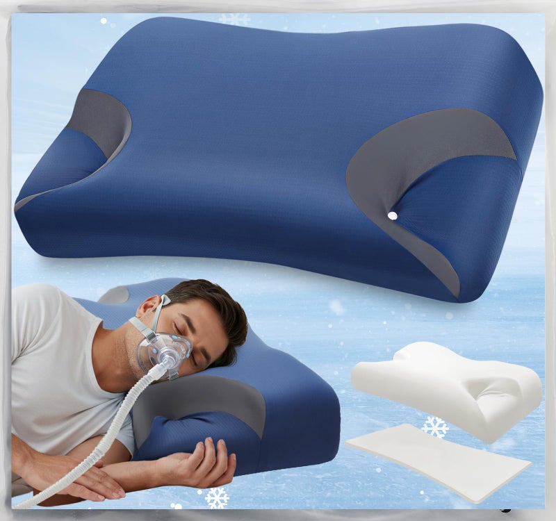 IKSTAR Adjustable CPAP Pillow for Side Back Sleepers Reduce Mask Air Leaks Pressure Cervical Memory Foam Neck Support with 2cm Removable Insert Cooling Washable Cover Fits Full Face Nasal Masks - Image 2