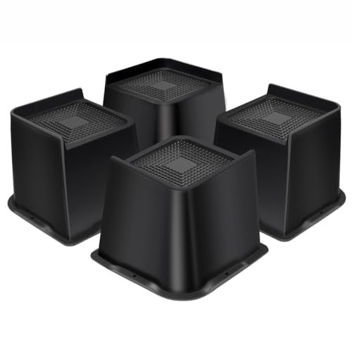 MixDora Bed Risers Heavy Duty 4 inch Furniture Risers LShape Table Riser Chair Raisers Lifter for Sofas Couches Desks Set of 4 Pack