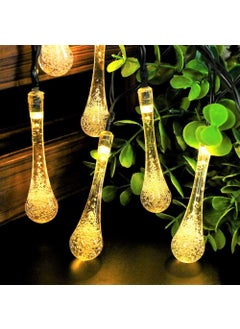 One94Store One94Store 14 Led Waterdrop Raindrop Plugin Decorative String Lights Fairy Lights Garden Hanging Lamp Decorative for Party Wedding Christmas Decor Holiday Lighting 14 Led Warm White  - Image 1