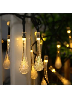 One94Store One94Store 14 Led Waterdrop Raindrop Plugin Decorative String Lights Fairy Lights Garden Hanging Lamp Decorative for Party Wedding Christmas Decor Holiday Lighting 14 Led Warm White  - Image 2