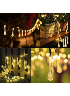 One94Store One94Store 14 Led Waterdrop Raindrop Plugin Decorative String Lights Fairy Lights Garden Hanging Lamp Decorative for Party Wedding Christmas Decor Holiday Lighting 14 Led Warm White  - Image 3